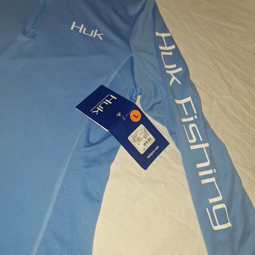 Huk Pursuit Vented Long Sleeve Performance Fishing Shirt Blue Men L H6120019